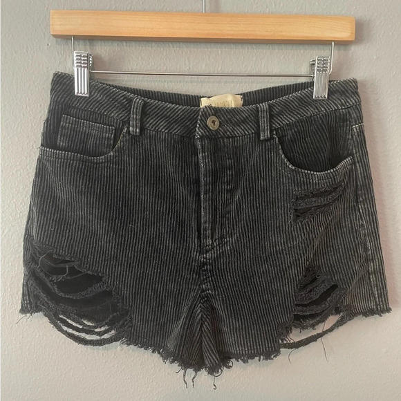 Judith March Womens High Rise Distressed Corduroy Shorts size S - Black - Picture 2 of 5